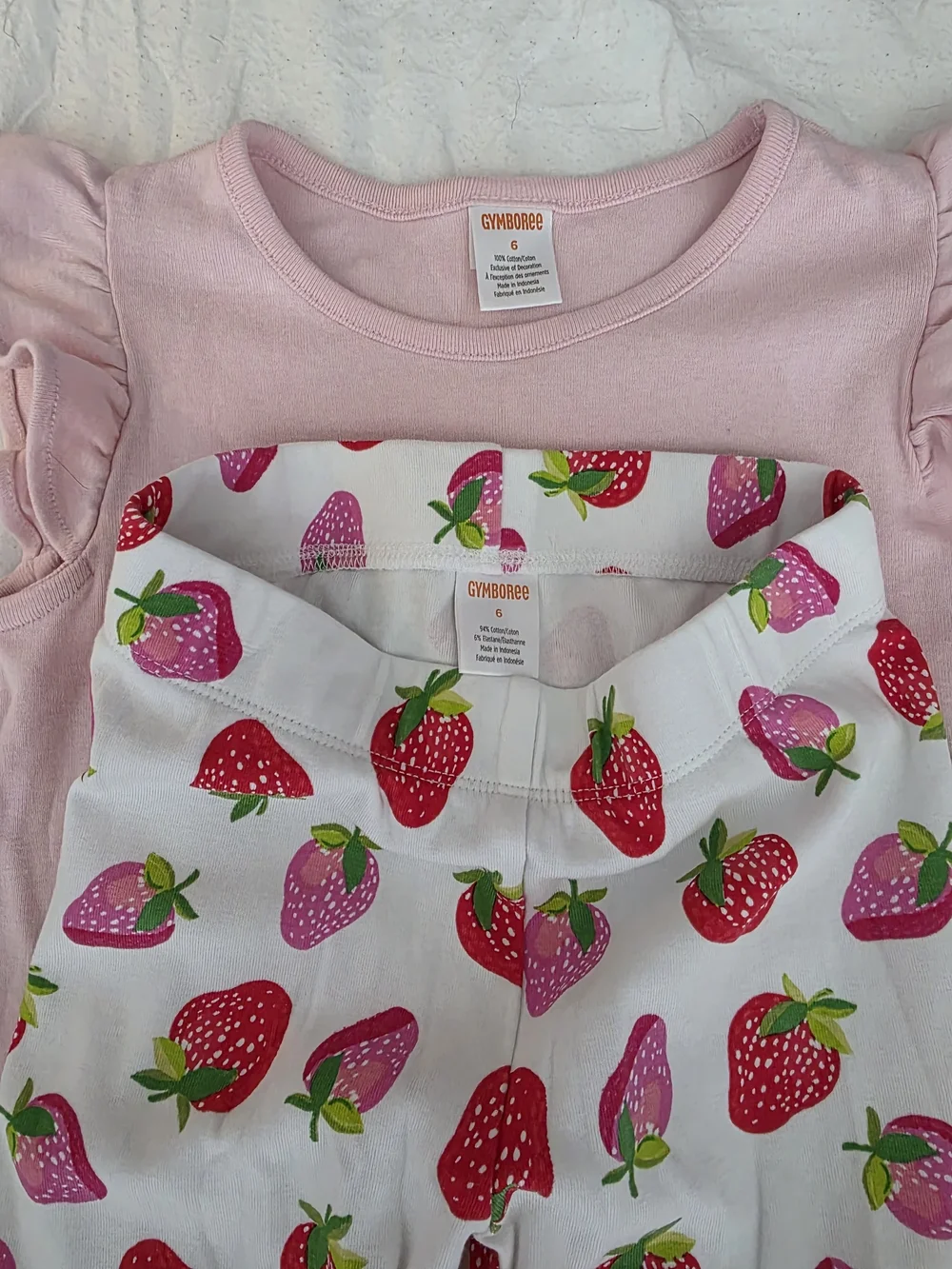 The Children's Place Pink Fruit Applique Pajama Set with Strawberry Leggings